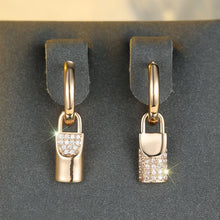 Champagne Gold Round White Diamond Lock Eardrops