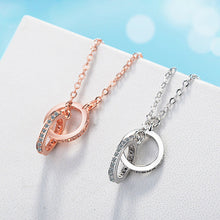 Fashion Zircon Geometric Shape Double Ring Necklace